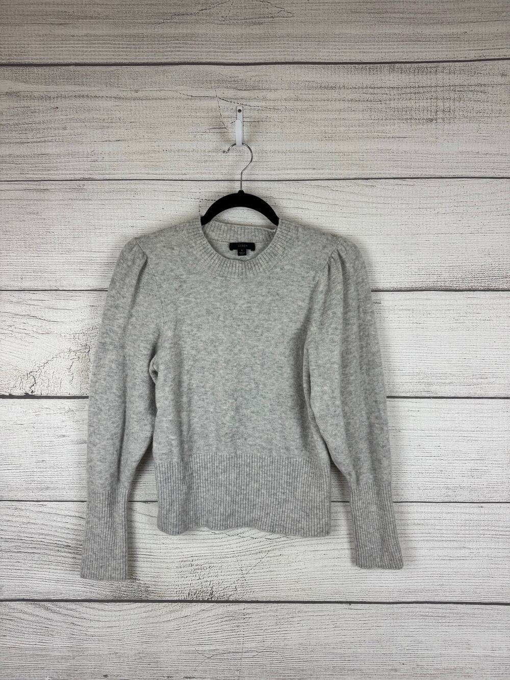 J.Crew Women's Gray Knit Puff Balloon Sleeve Sweater Size Small